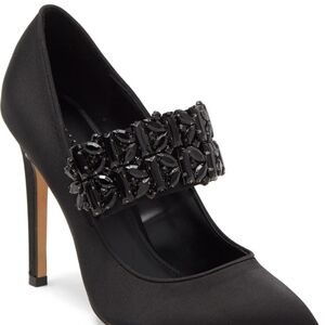 Karl Lagerfeld Black Embellished Heels Size 9 - 4" Heel
